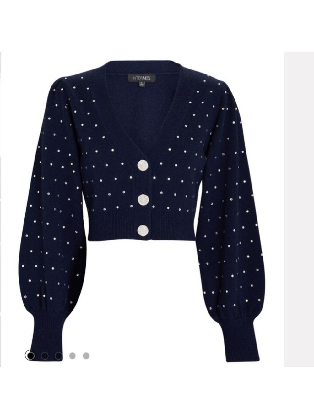 INTERMIX Viola Crystal-Embellished Cardigan in Navy